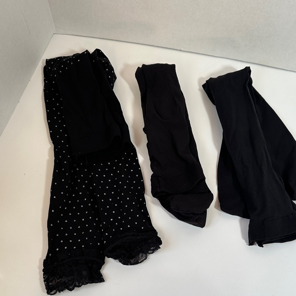 3 piece bundle black panty hose tights size 7-10